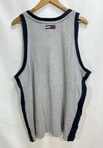 ■ 90s 00s TOMMY JEANS トミージーンズ メッシュ地 タンクトップ 古着 サイズXL グレー アメカジ スポーティー INDIA製 ■_画像7