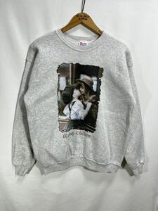 ■ 90s ビンテージ USA製 Hanes ヘインズ ” Railway Children ” フォトプリント スウェット トレーナー サイズM グレー アメカジ 子供 ■