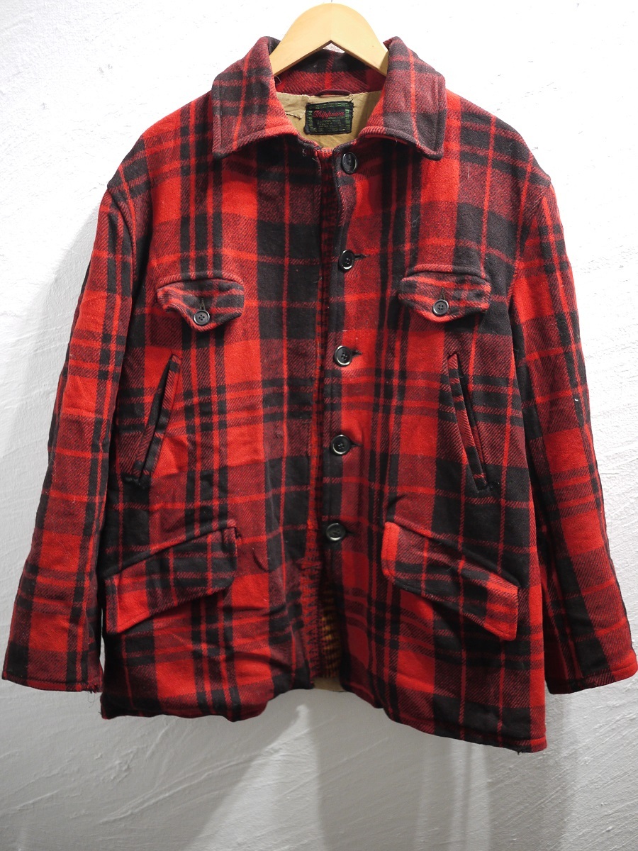 茄子紺 CHIPPEWA ハンティングジャケット L レッド バッファロー