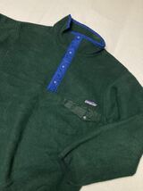 ◆ patagonia ◆ パタゴニア 90s 92年 USA製 アウトドアスタイル SYNCHILLA SNAP T シンチラ スナップT プルオーバー XS 深緑_画像2