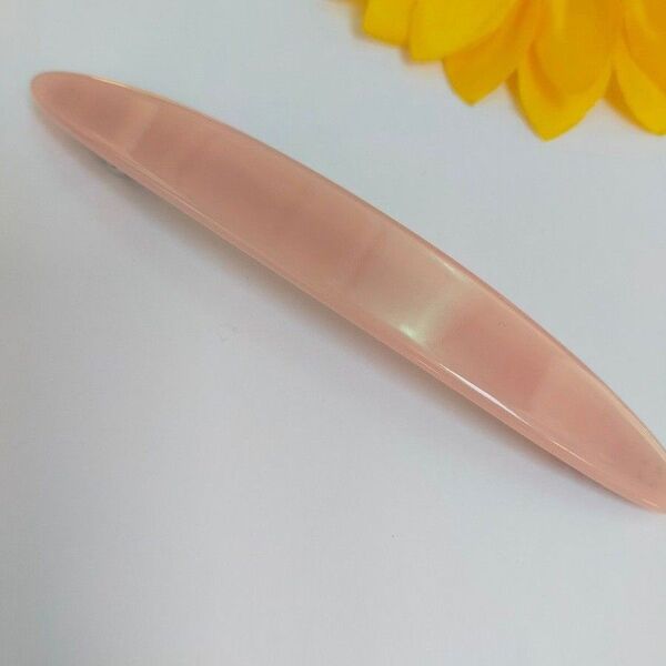 ピンク柳の葉バレッタ 11.5cm/1.5cm アセテートアクセサリー ヘアアクセサリー 髪飾りNO.214