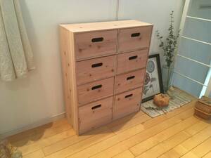 * size modification possibility * wooden 4 step 2 row drawer / natural wood * Country storage natural order possibility order possible size modification possible 