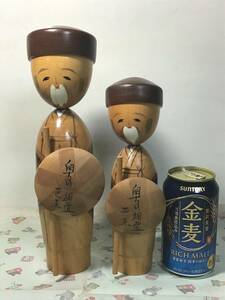 大きなこけし「奥の細道／芭蕉」2点 達郎作 創作こけし 郷土玩具 民芸品 松尾芭蕉 昭和レトロ インテリア コレクション