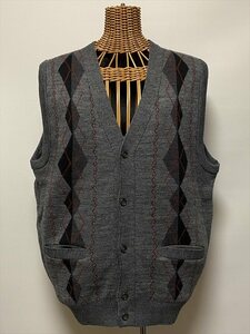 ★USED/BOB GALET/KNIT VEST/ARGYLE/FRONT BUTTON/アーガイル/ニットベスト/前ボタン/古着/Ｌサイズ★