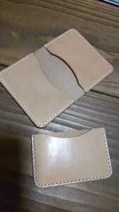  card-case card-case 2 point set saddle leather hand made leather craft * natural *