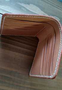  folding twice purse change purse . less two-tone color -( natural / Camel color ) leather craft hand made 
