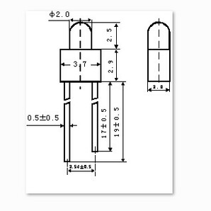 凸型ＬＥＤ 緑色 先端直径２ｍｍ 先端長２．５ｍｍ ３０個の画像2