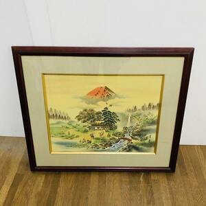 ★☆美品 額縁 絵画 七福神 赤富士 月庵 和風 インテリア 縁起物 約 横59 縦50cm N☆★