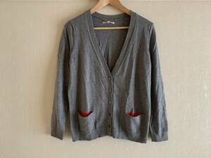 ^ several times use beautiful goods GAP wool . cardigan M gray with pocket knitted Gap laundry ending anonymity shipping ]