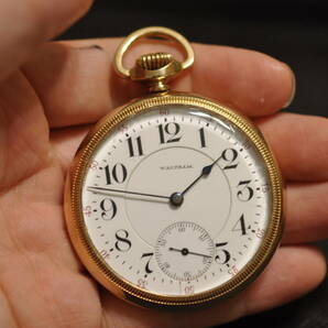 【ダイヤ受石 23石】Waltham 鉄道懐中時計 Vanguard 懐中時計 アンティーク 手巻き 機械式 1902年の画像2