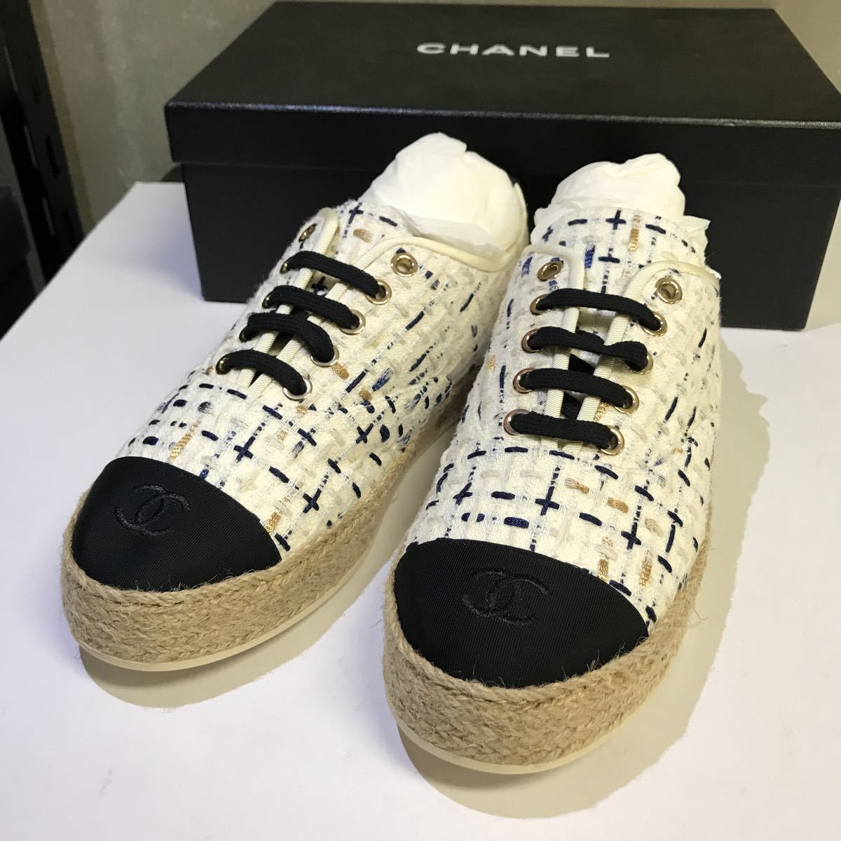 ☆美品☆シャネル 5.5/22.5cm チョコバー レザー スニーカー ○日本