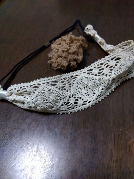 【未使用】ヘアバンド ブローチ セット コサージュ レースヘアアクセ 刺繍 スカラップ【今週の推しクーポン利用で200円引き】