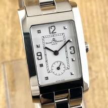 【1円〜】BAUME&MERCIER ボーム&メルシエ 腕時計 メンズ ハンプトン MV045063 スモセコ ホワイト文字盤 トノー 可動品_画像4