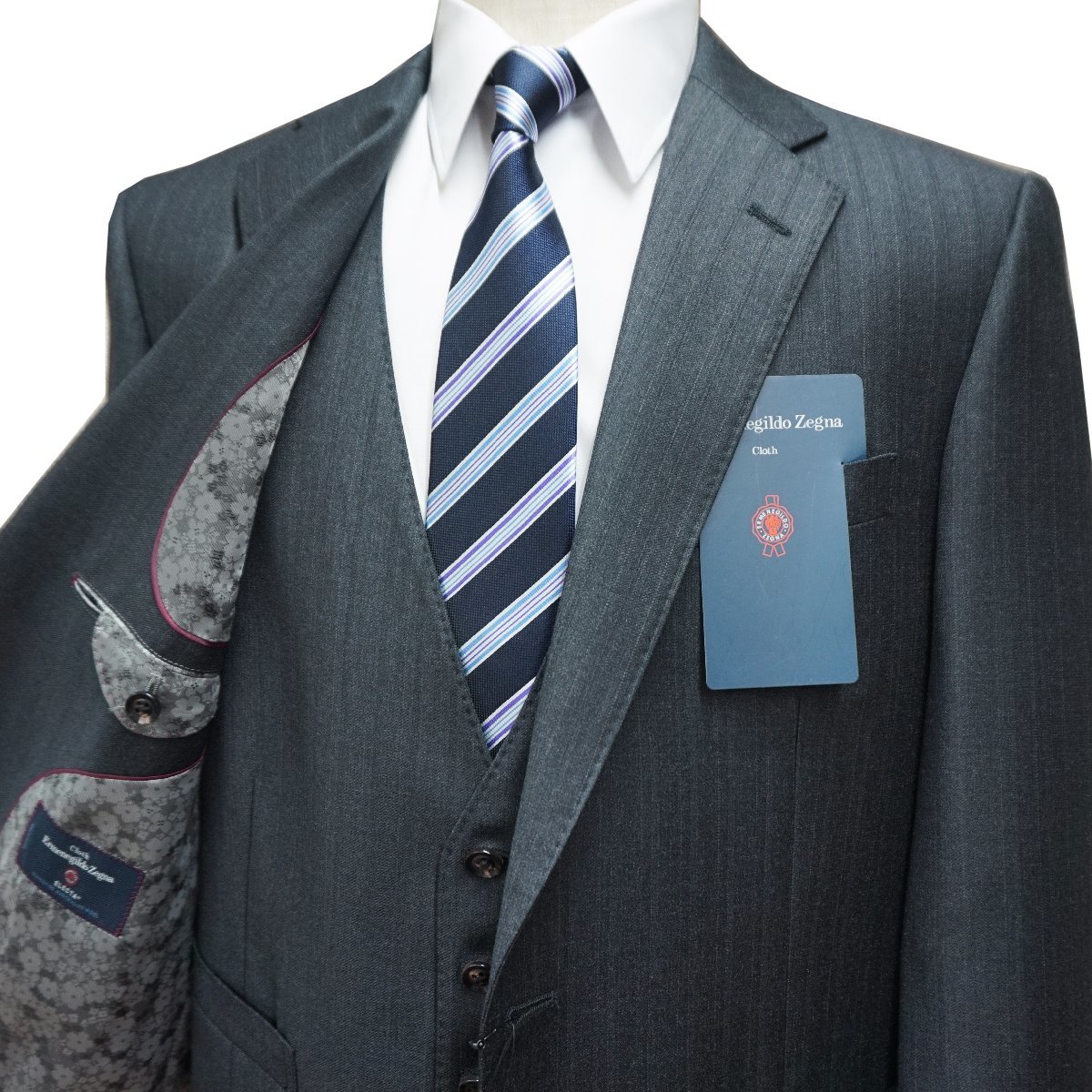 SCABAL 】英国生地・日本製秋冬スーツ☆ グレー織柄☆ 毛カシミヤ混 総 ...