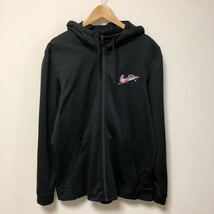 NIKE◇DRI-FIT /ナイキ /メンズL 長袖 ジャケット ジャージ パーカー 黒 裏起毛 ロゴプリント MIGHTY SHALL TRIUMPH スポーツウェア_画像2