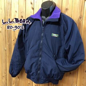 80-90's◇USA製 /L.L.Bean◇Warm-up-Jacket /エルエルビーン メンズS ヴィンテージ古着 ナイロンジャケット 裏フリース ブルゾン アウター