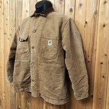 70-80's◇carhartt /ミシガンチョアコート ワークジャケット カバーオール ダック地 防寒 襟コーデュロイ 前開きボタン USA ビンテージ古着_画像2