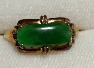保証品 深緑 透明感 翡翠 18k 18金 指輪 宝石