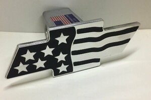 ヒッチカバー　chevy bowtie flag　シボレー / 国旗 / 黒 / hitch cover / ピックアップ / トレーラー / 2インチ