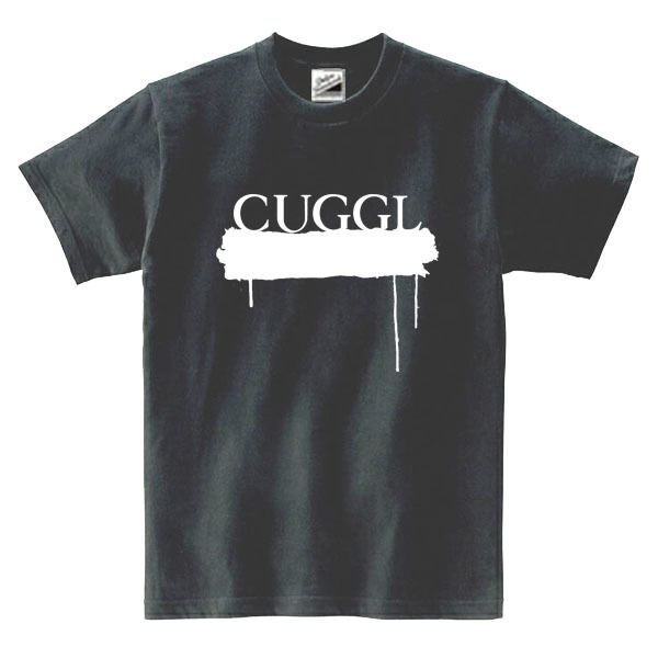【パロディ黒白L】5ozCUGGL(キューグル)メンズペイントカラーTシャツ送料無料・新品