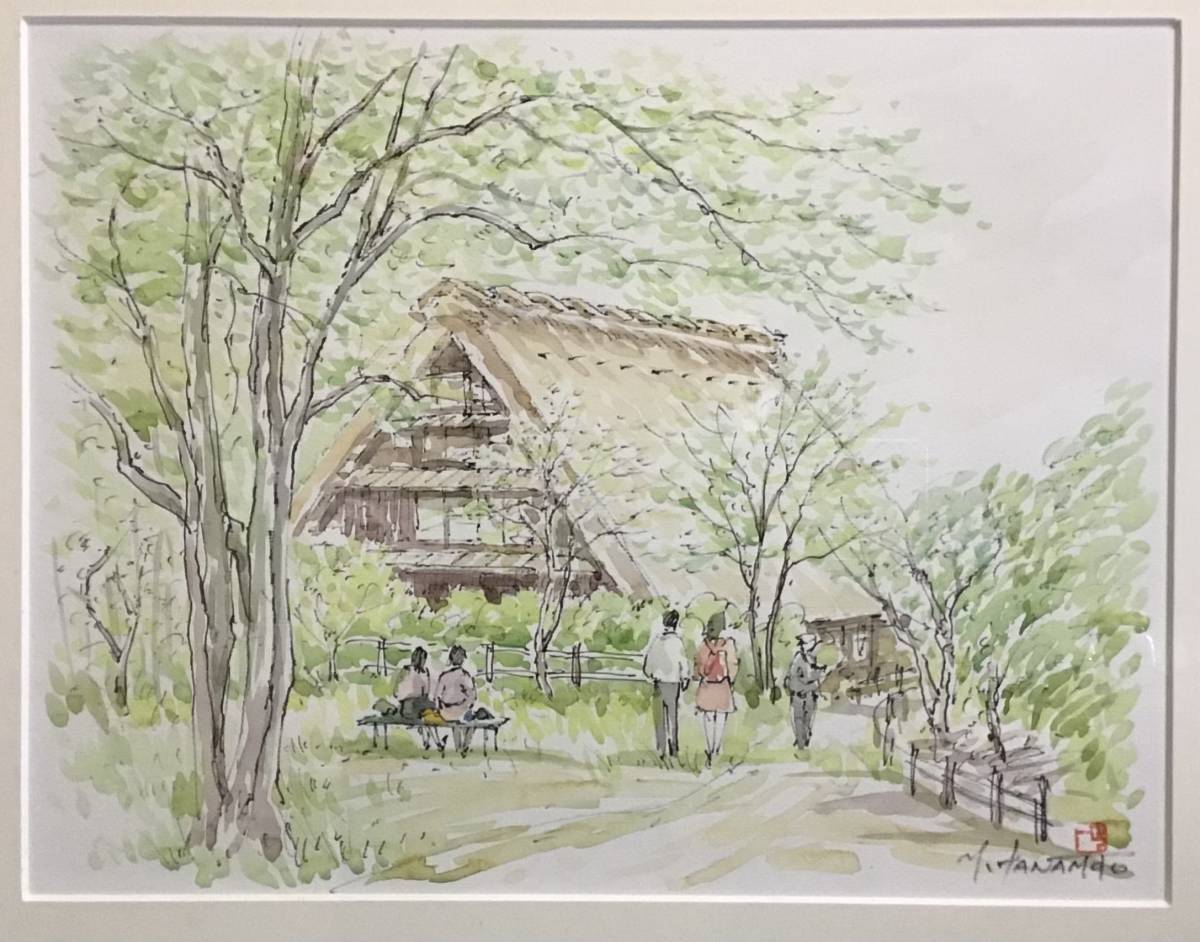 本物の 湯基根 画 中国上海 玉佛寺☆庚午夏月 秋山帰舟圖 大作 真作