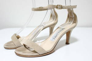 D100 NEBULONI E.ne blow ni belt strap sandals heel shoes shoes suede beige Gold metal fittings 36.5 approximately 23.5cm