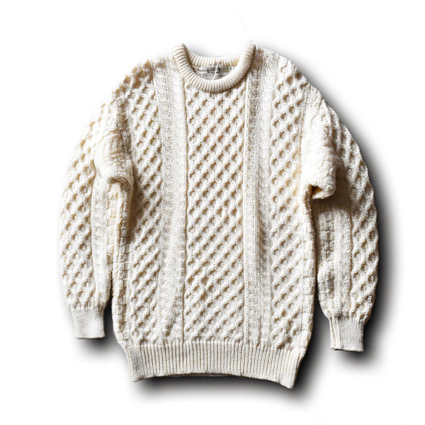 ARAN SWEATER MARKET フィッシャーマンセーター MADE IN IRELAND 表記M アイボリー / アランニット アランセーター フィッシャーマンニット