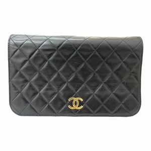 CHANEL シャネル A03568 マトラッセ チェーンショルダーバッグ ラムスキン ゴールド金具 黒【中古】