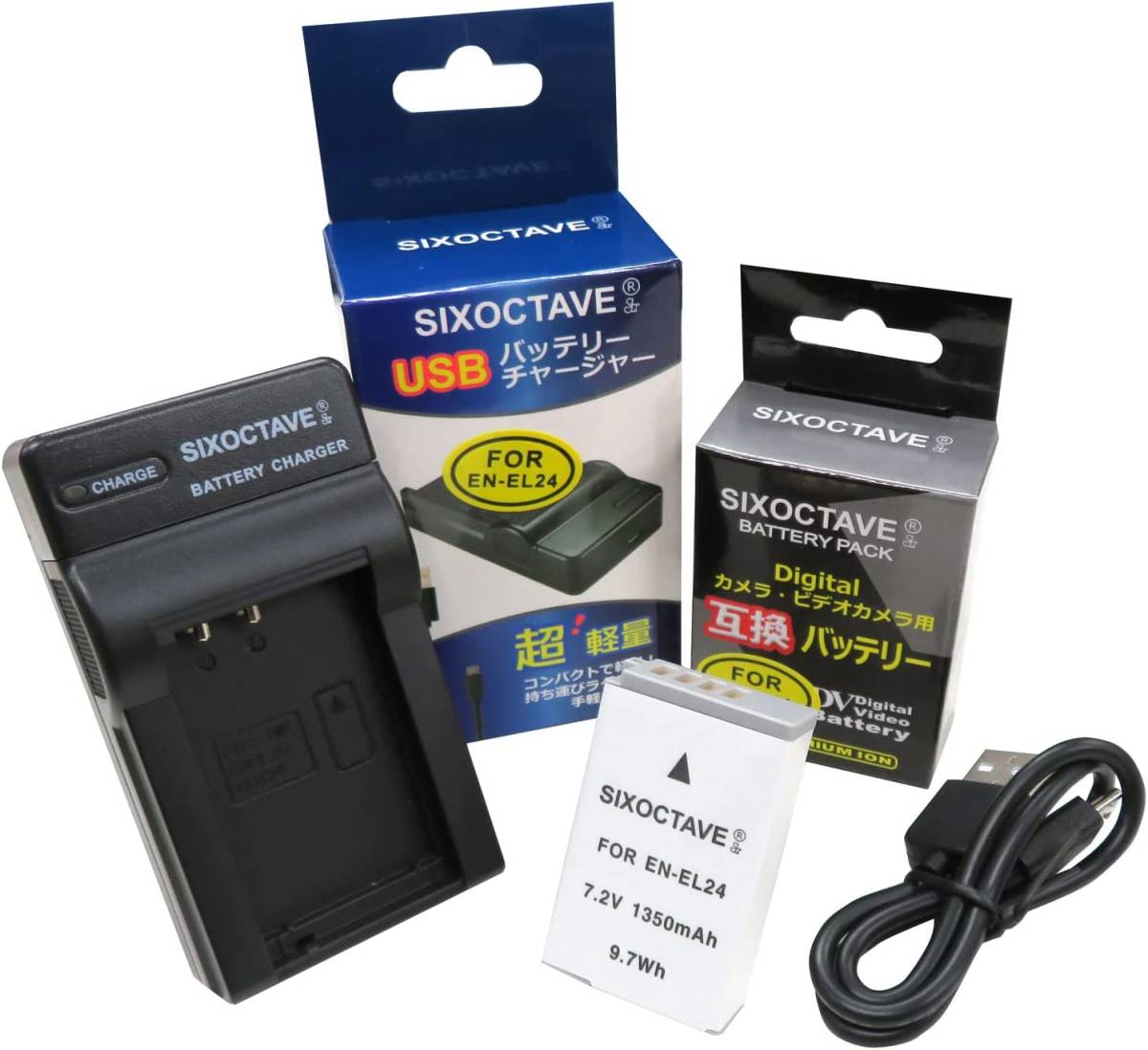 NinoLite USB型 バッテリー 用 充電器 海外用交換プラグ付 EN-EL22 バッテリー チャージャー