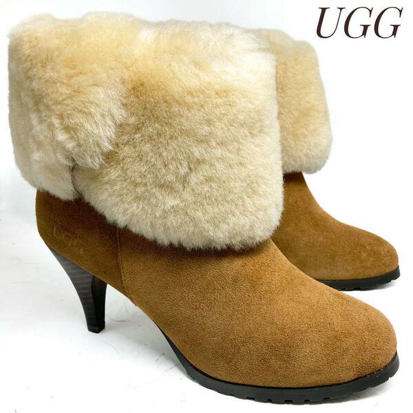 ☆即決・送料無料☆【未使用・展示品】UGG アグ Premium Mariee Heel Boot プレミアム マリエ ヒール ブーツ 茶 ブラウン 25cm レディース