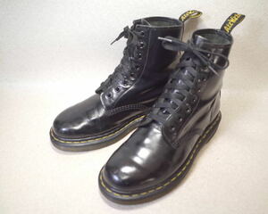 [ prompt decision price successful bid free shipping ]2797#Dr.Martens/ Dr. Martens #8 hole / plain tu/ race up boots / black / woman 24-24.5cm#