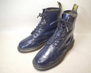 【即決価格落札で送料無料】2798■Dr.Martens/ドクターマーチン■英国製8ホール/プレーントゥ/レースアップブーツ/ネイビー/女性24.5cm■