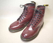 【即決価格落札で送料無料】2802■Dr.Martens/ドクターマーチン■使用少8ホール/プレーントゥ/編上げブーツ/チェリー/男性24.5cm女性25cm■_画像1