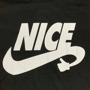 パロディTシャツ - NICE ロンT 長袖Tシャツ Lサイズ 黒色 ナイス いいね ライク おもしろTee パロT 吸水速乾 (タグ付き未着用品)