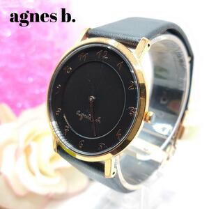  great special price!! agnes b. Agnes B * lady's wristwatch simple leather belt black bacteria elimination * cleaning being completed 