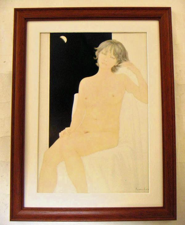 ◆Reproduction offset Kiiko Kurihara Winter Moon, cadre en bois inclus, achat immédiat◆, ouvrages d'art, peinture, portrait