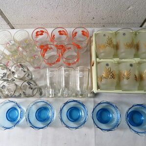 N①21 昭和レトログラス 色々詰め合わせ 佐々木硝子 ペプシ かき氷カップ 花柄 アンティーク グラス タンブラー コップ 食器 レトロポップ の画像1