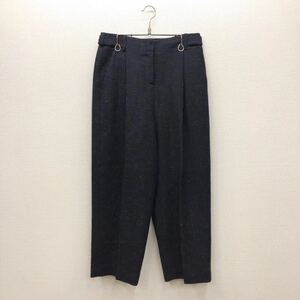 【あ073】日本製 MACKINTOSH PHILOSOPHY ツイードウールパンツ 38 ネイビー ロング丈 タック入り スラックス 毛100% ブランド古着 送料無料