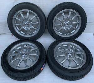 (No-J105)★155/65R14 DUNLOP スタッドレス★2018年 ★ 14×4.5J PCD100 +45 ★ 4本★ デイズ・モコ・ワゴンR・タント・ミラ・ムーヴ・