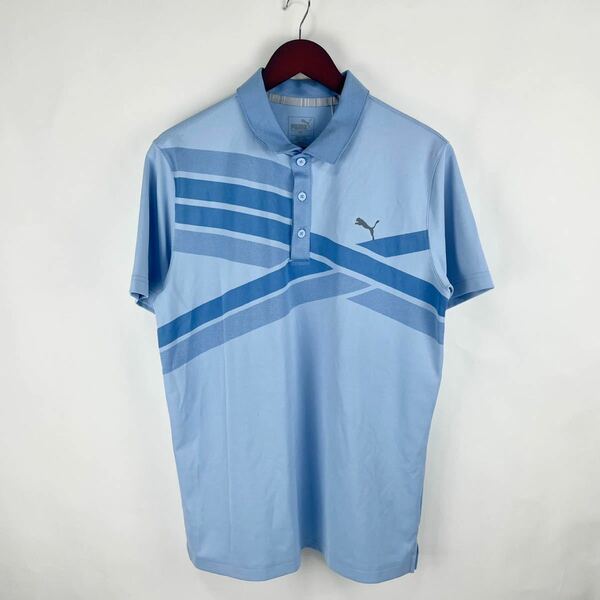 大きいサイズ PUMA golf プーマ ゴルフ ポロシャツ ブルー 半袖 メンズ Lサイズ 機能素材 吸水速乾 スポーツ トレーニング 水色