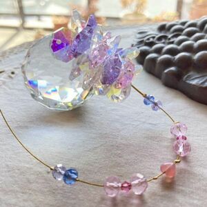 * suncatcher 40mm& pink & purple ok tagon enough .* Swarovski beads *..* rainbow color 