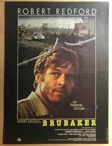 ★レア！ ロバート・レッドフォード 「 BRUBAKER (1980) 」 ブルベイカー　1981年 フランス版 オリジナル 映画 ポスター　送料一律￥210