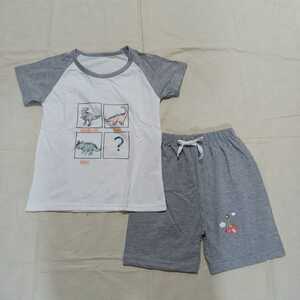 [ unused ][ with translation ] child clothes man 120 setup short sleeves shirt pants T-shirt cut and sewn short pants trousers dinosaur summer clothing 