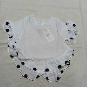 [ unused ][ stock disposal ] Kids Junior child girl 90 short sleeves blouse dot flifli simple plain (z3365)