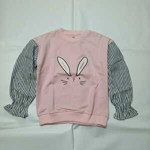 [ unused ][ stock disposal ] Kids Junior child child clothes girl 130 long sleeve sweatshirt rabbit ... embroidery spring clothes autumn clothes sisters ko-te(zj2275)①