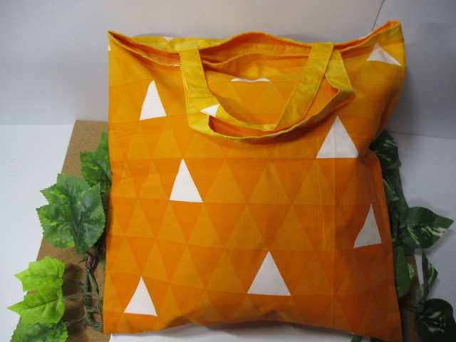 Japanese pattern, scale pattern, triangle pattern, yellow, white, outing, handheld, lesson tote bag, original design, new, unused, see photo for details, 47, sewing, embroidery, Finished Product, others
