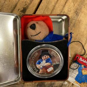  rare! beautiful goods * Paddington Bear soft toy attaching color silver coin * silver,2008 year, retro 