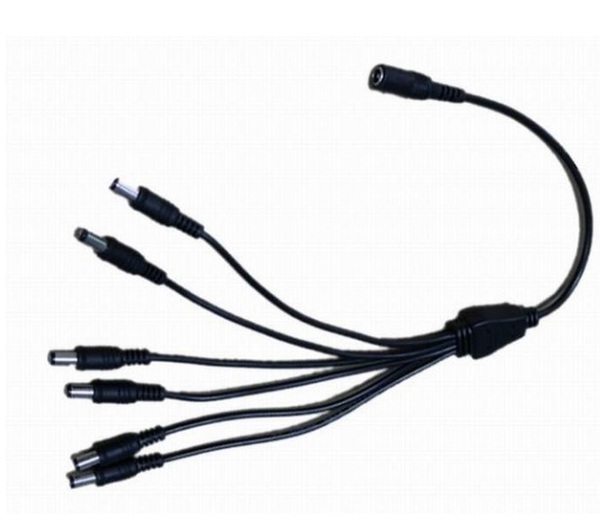 6分岐 DC電源ケーブル 外径5.5mm×内径2.1mm(DCプラグ 6分配 LEDテープ 防犯カメラ 電源 ケーブル コード エフェクター)、