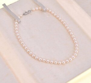 ☆美品【MIKIMOTO】ミキモト パール ネックレス 7.3mm/36cm/K14WG レディース X#566283