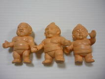 【送料無料】人形 3個セット 大相撲 力士 相撲 お相撲さん 消しゴム 消しゴム人形 当時物_画像1